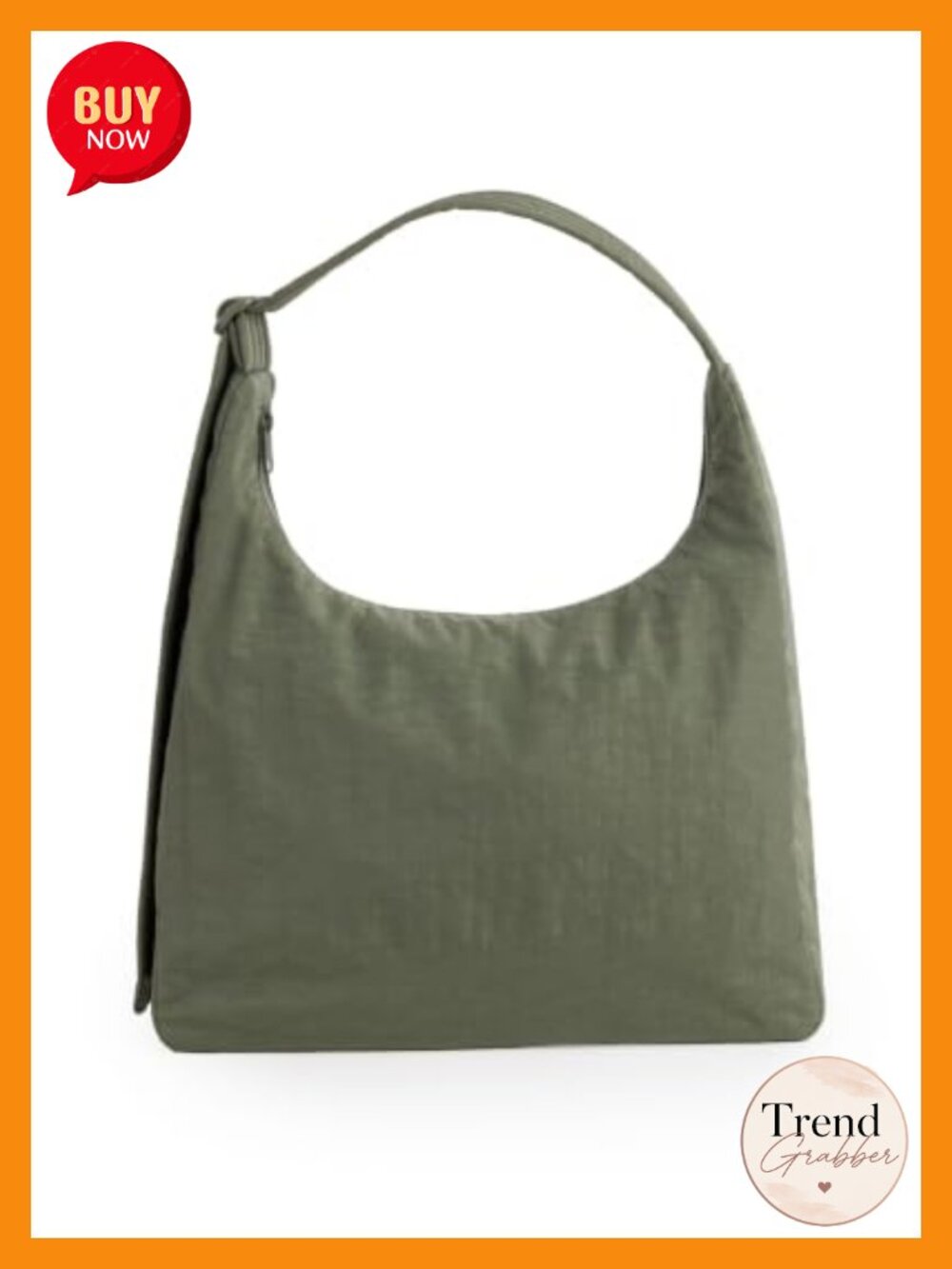 Nylon Shoulder Hobo Bag Quilted Strap Zip Recycled Handbag